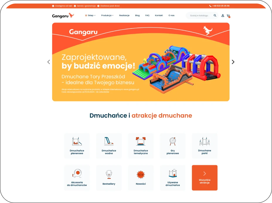 A global sales platform for inflatable attractions — website view 1