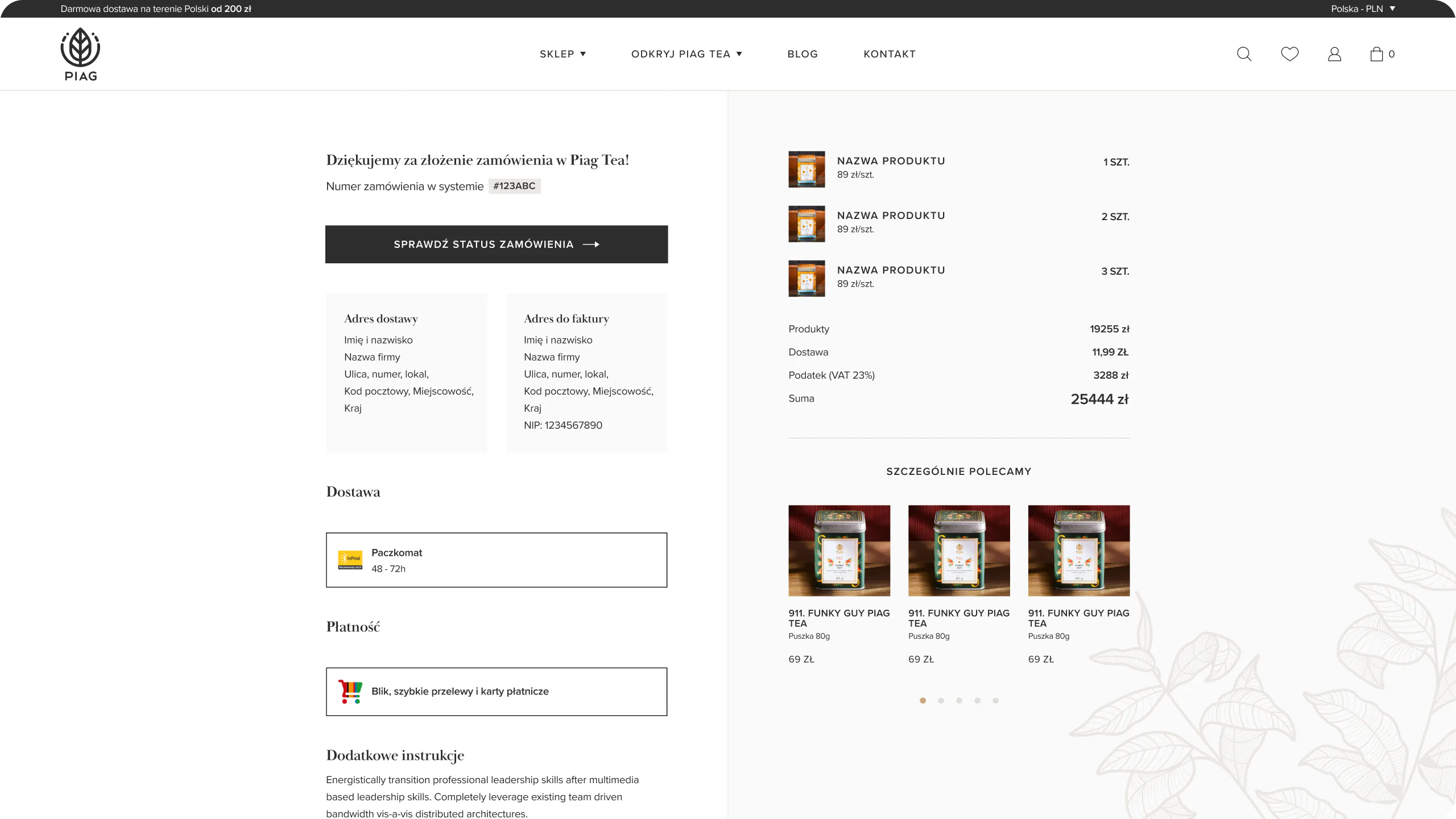 Herbaciano-kawowy e-commerce — widok strony 1 — website view 2