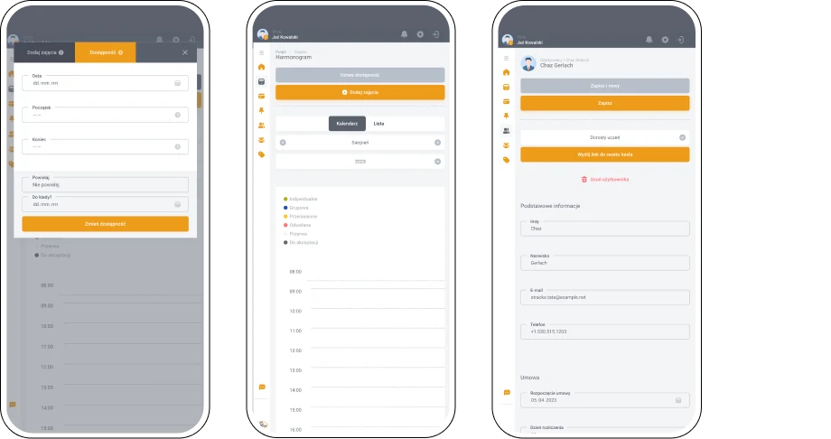 An online school diary for a language school — website view 1