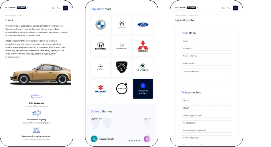 A used-car listings platform — website view 1