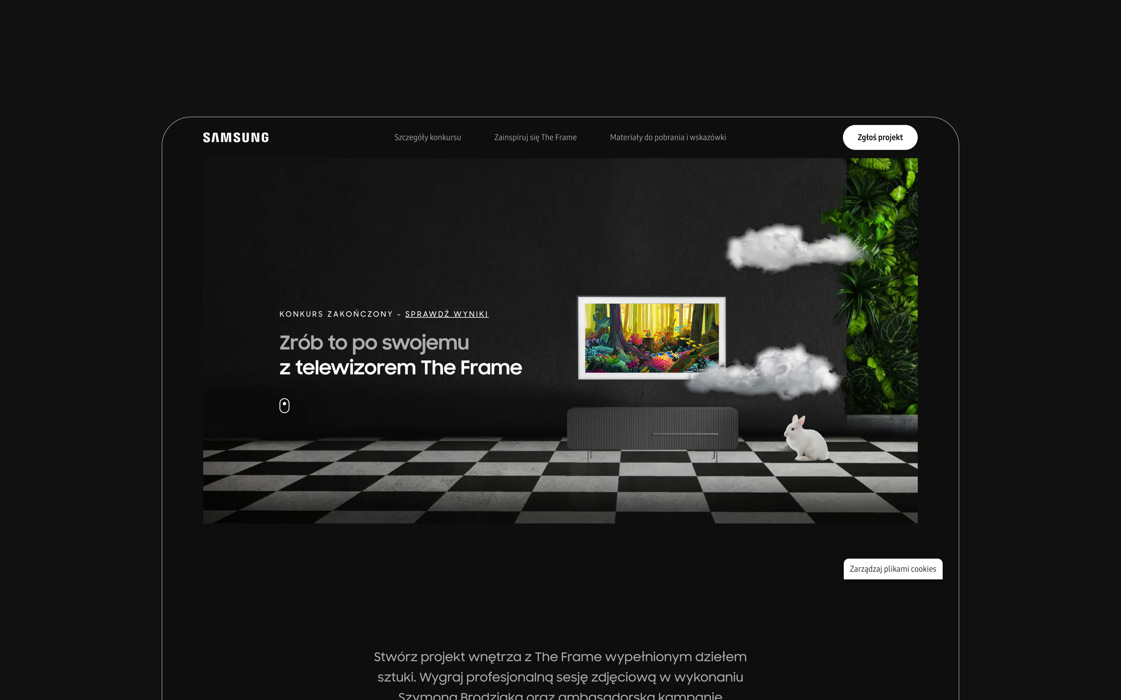 A landing page for a design competition — website view 1