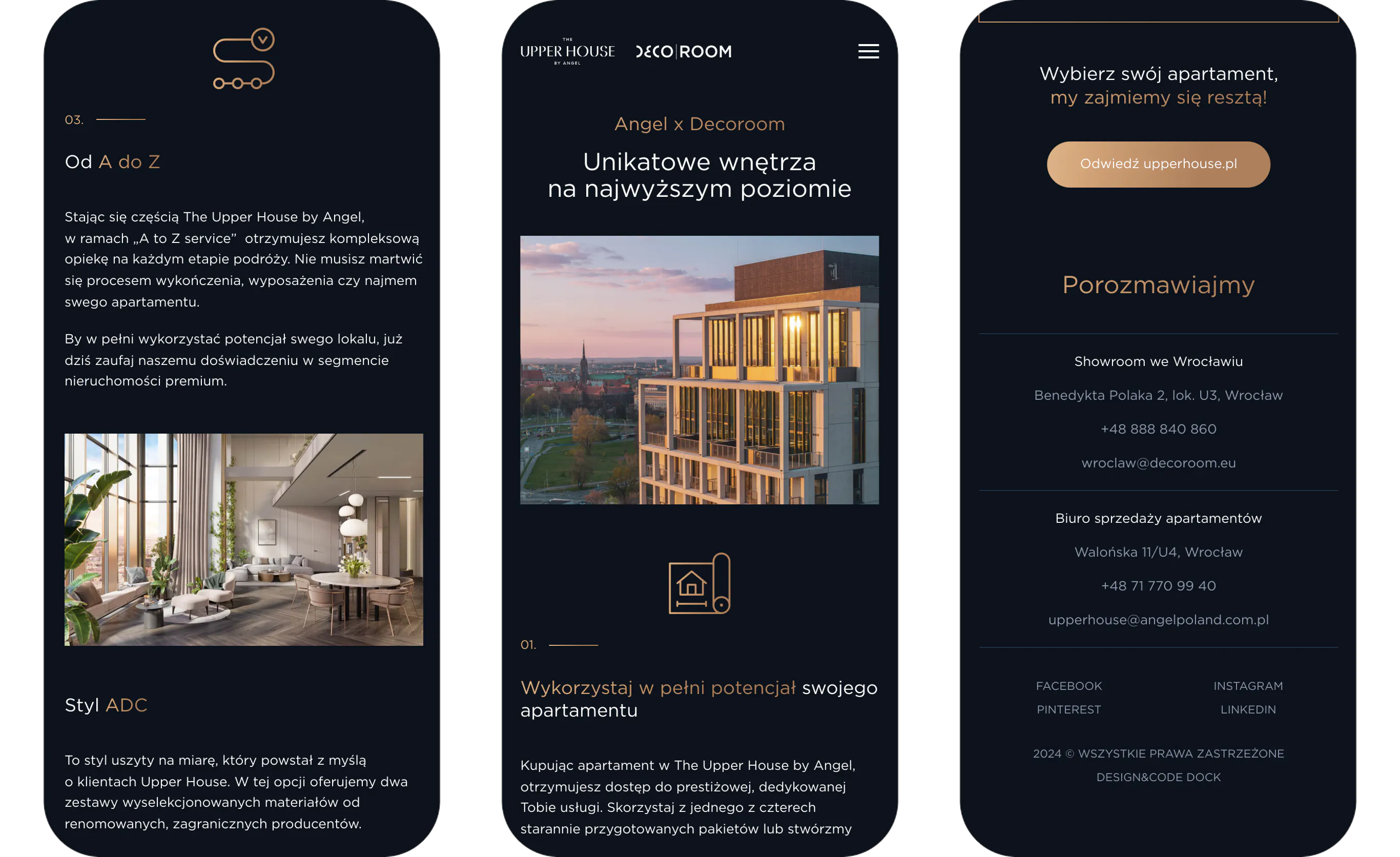 Elegancka wizytówka z ofertą wykończeń pod klucz — widok strony 1