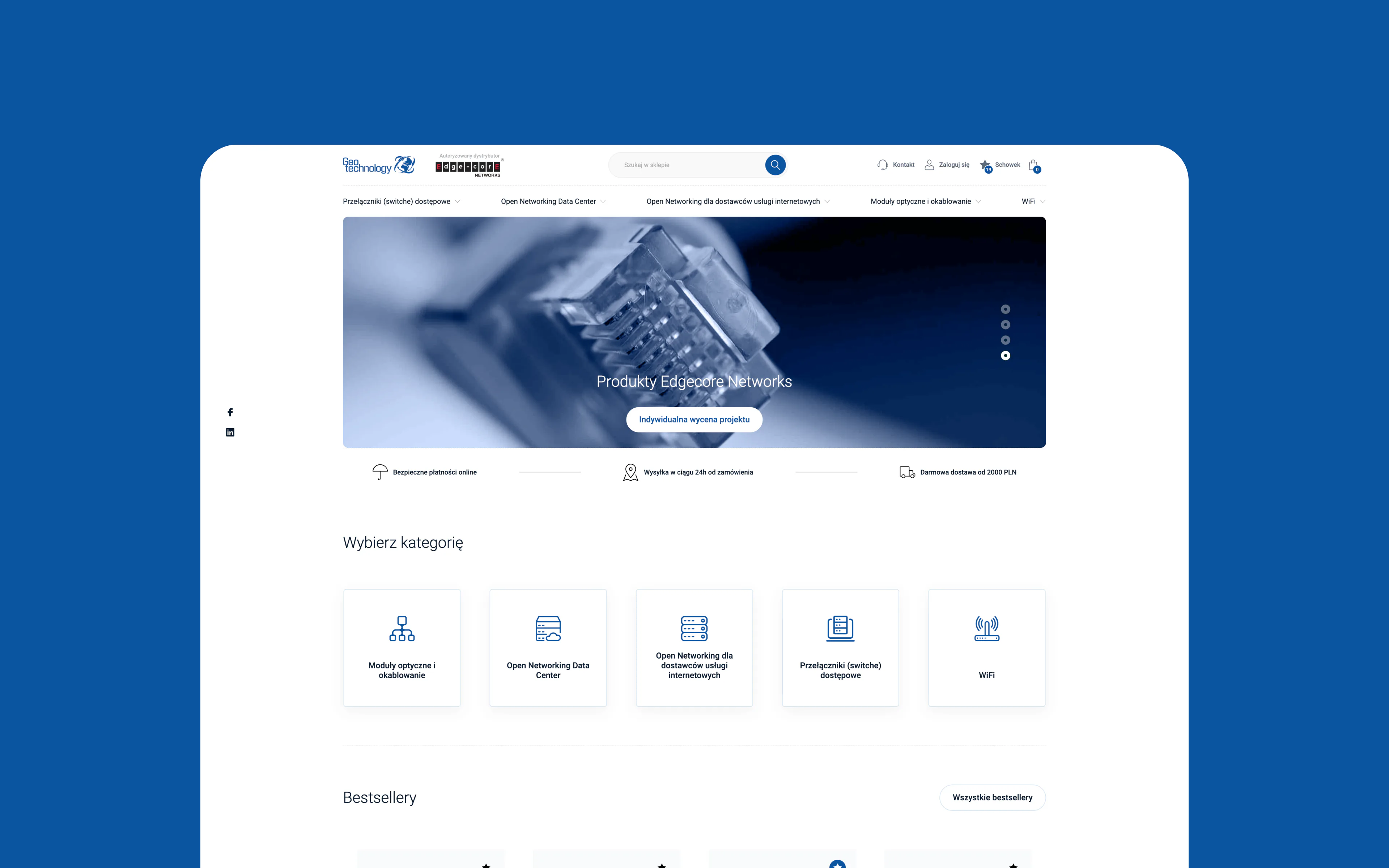 An online catalogue of networking equipment — website view 1