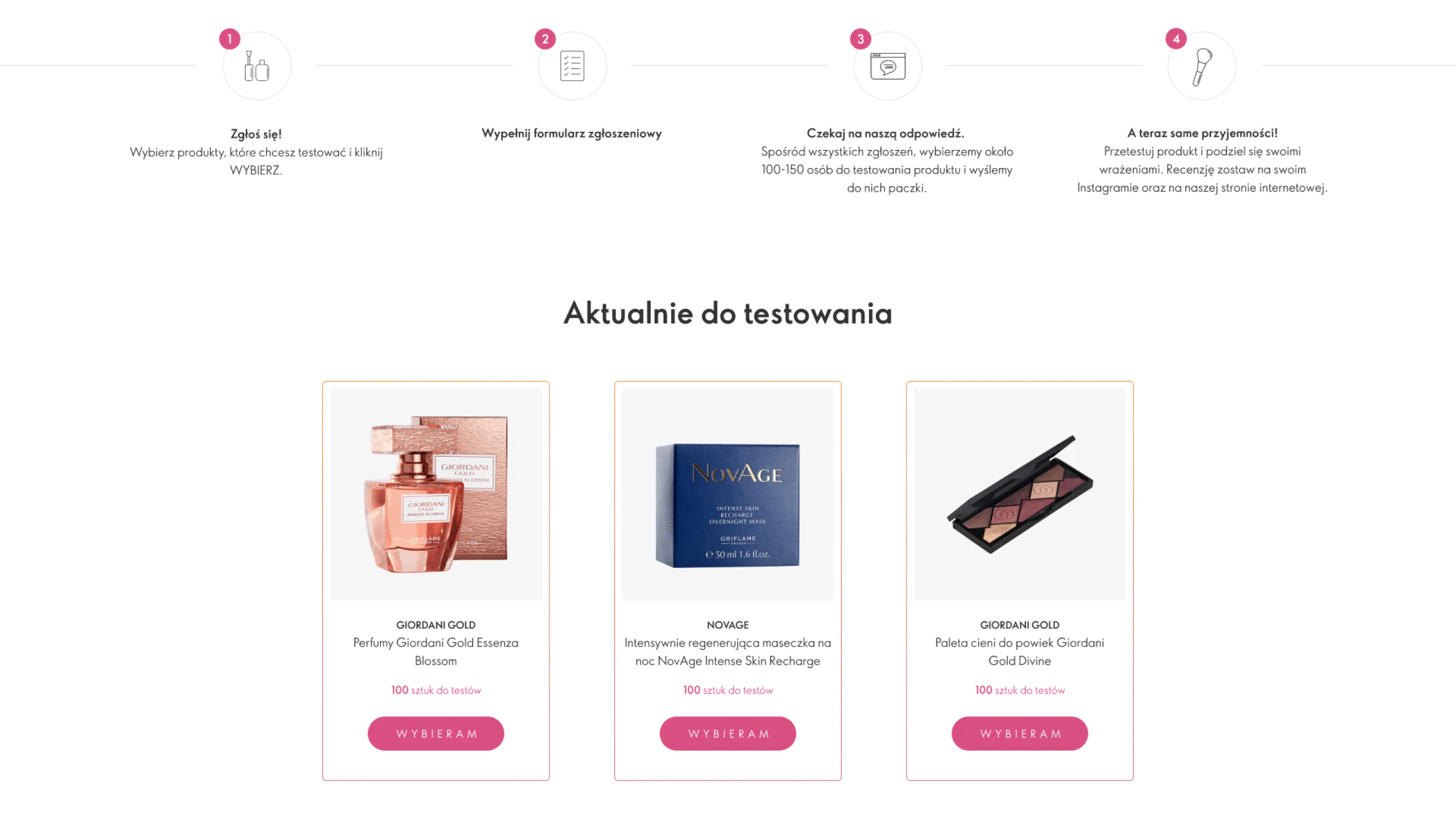 Marketing rekomendacji dla Oriflame — widok strony 2