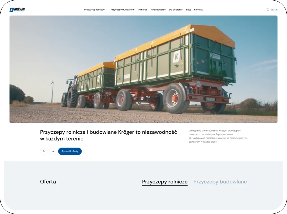 A product catalogue for a German trailer and tipper manufacturer — website view 1