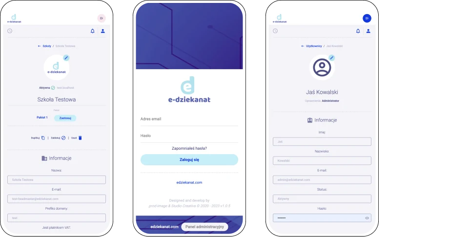An online administration platform for schools — website view 1