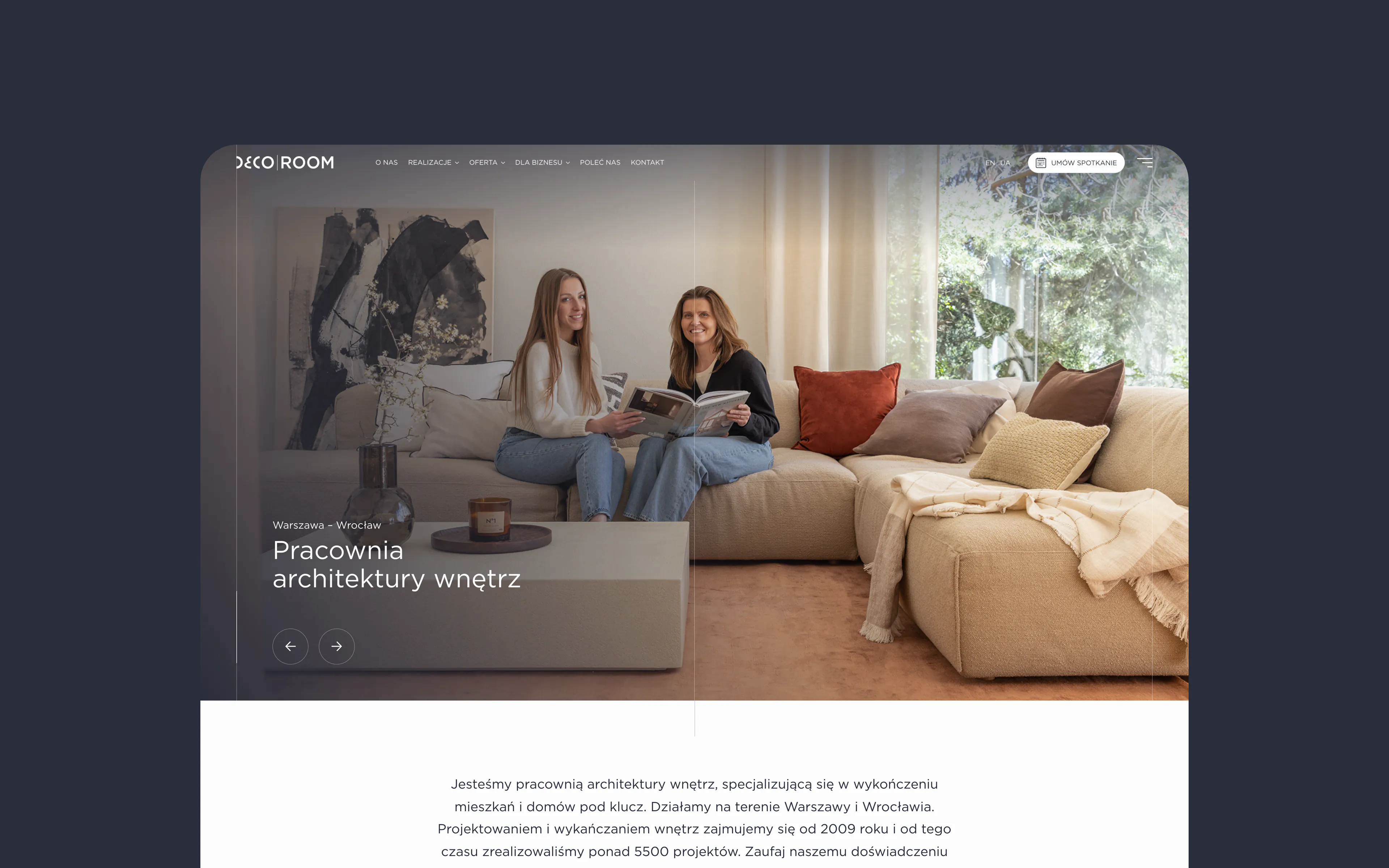 An inspiring website for an interior architecture studio — website view 1