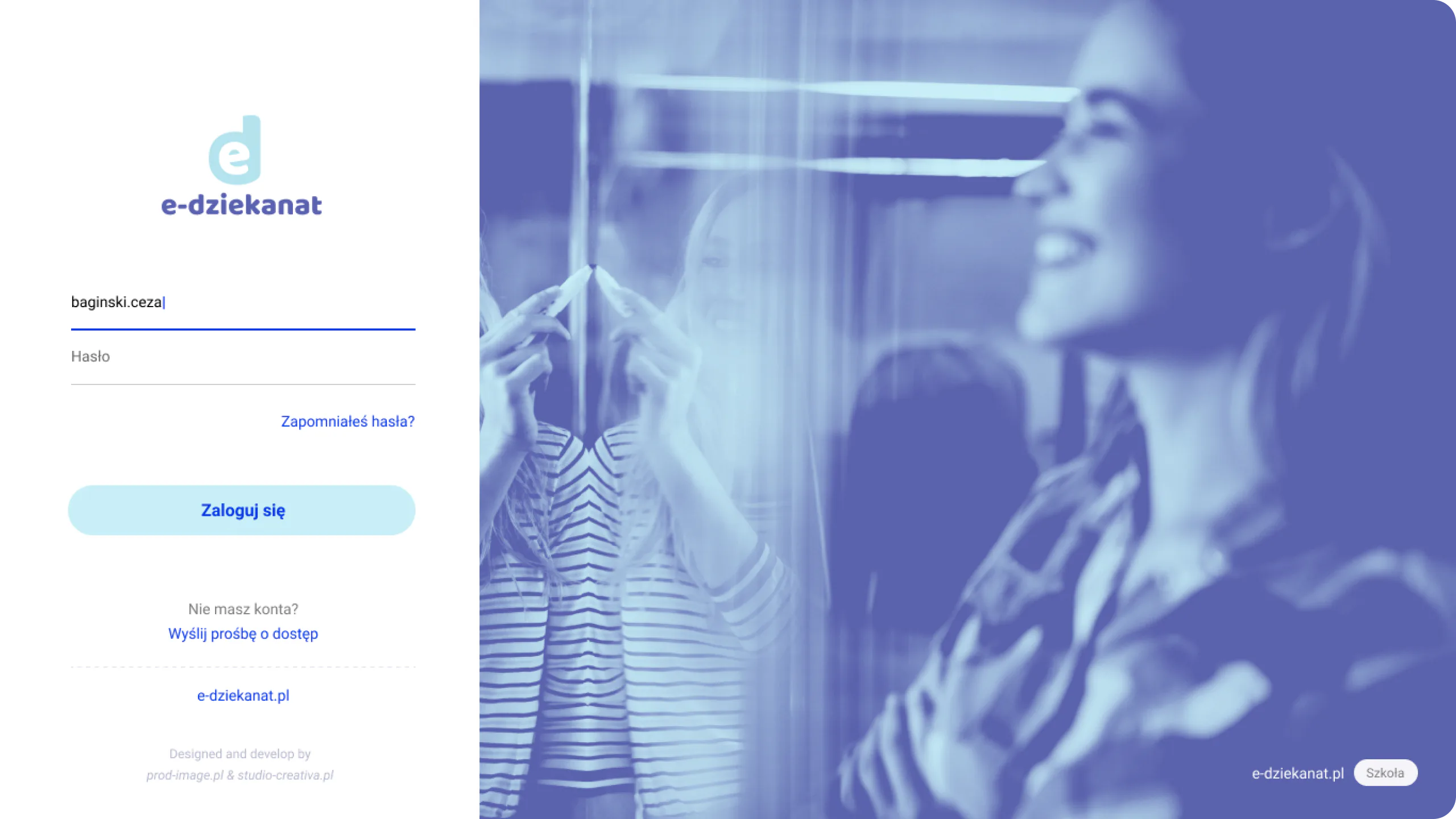 An online administration platform for schools — website view 1