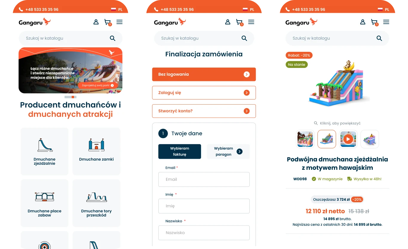 A global sales platform for inflatable attractions — website view 1