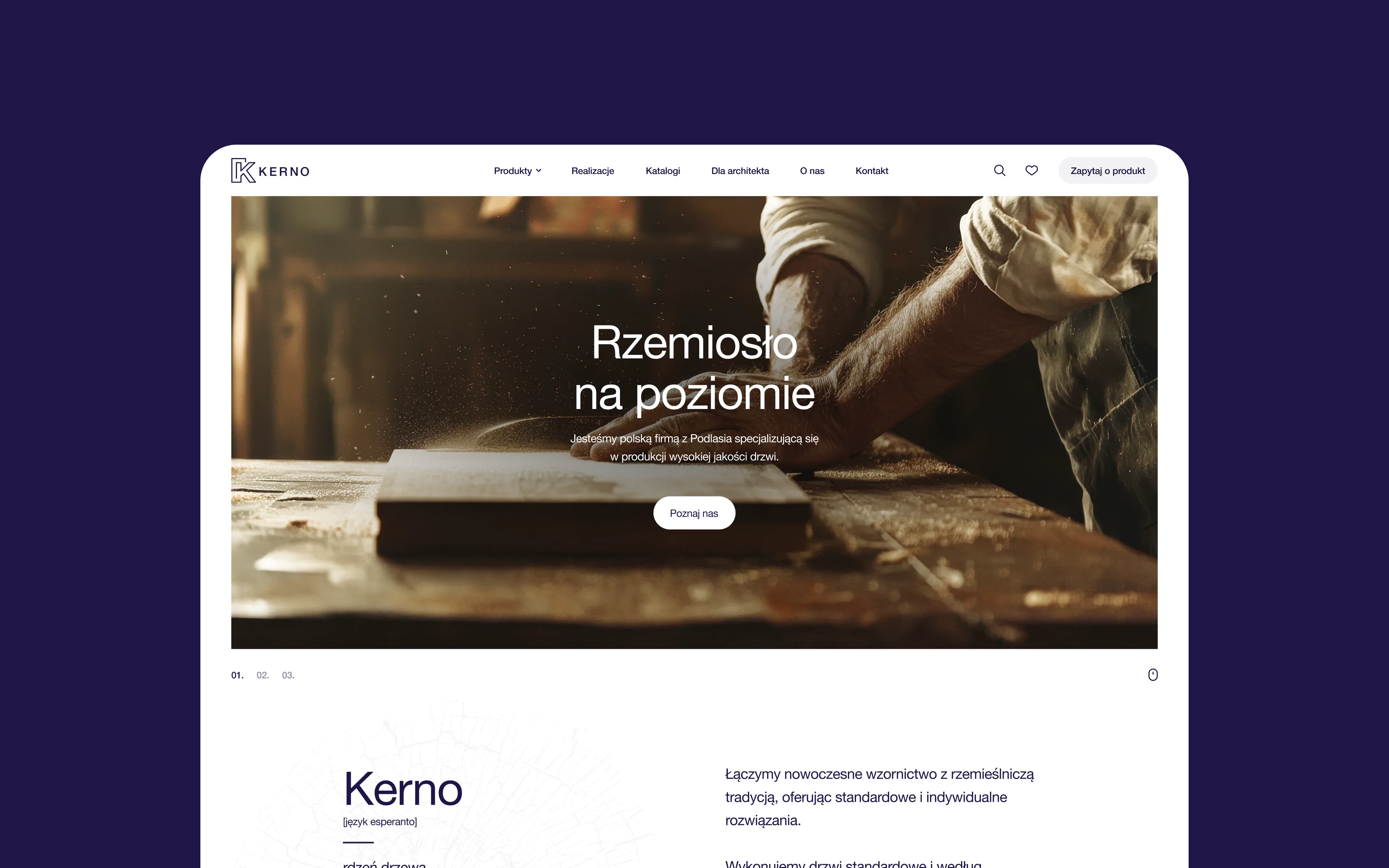 A digital showroom for an artisan joinery studio — website view 1
