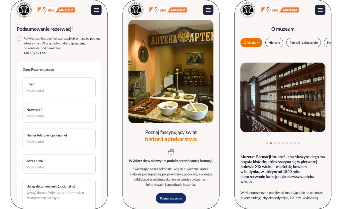A website reflecting the heritage of Łódź's Museum of Pharmacy — website view 1