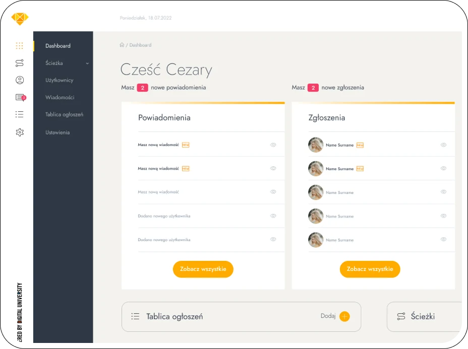 An online learning management system — website view 1