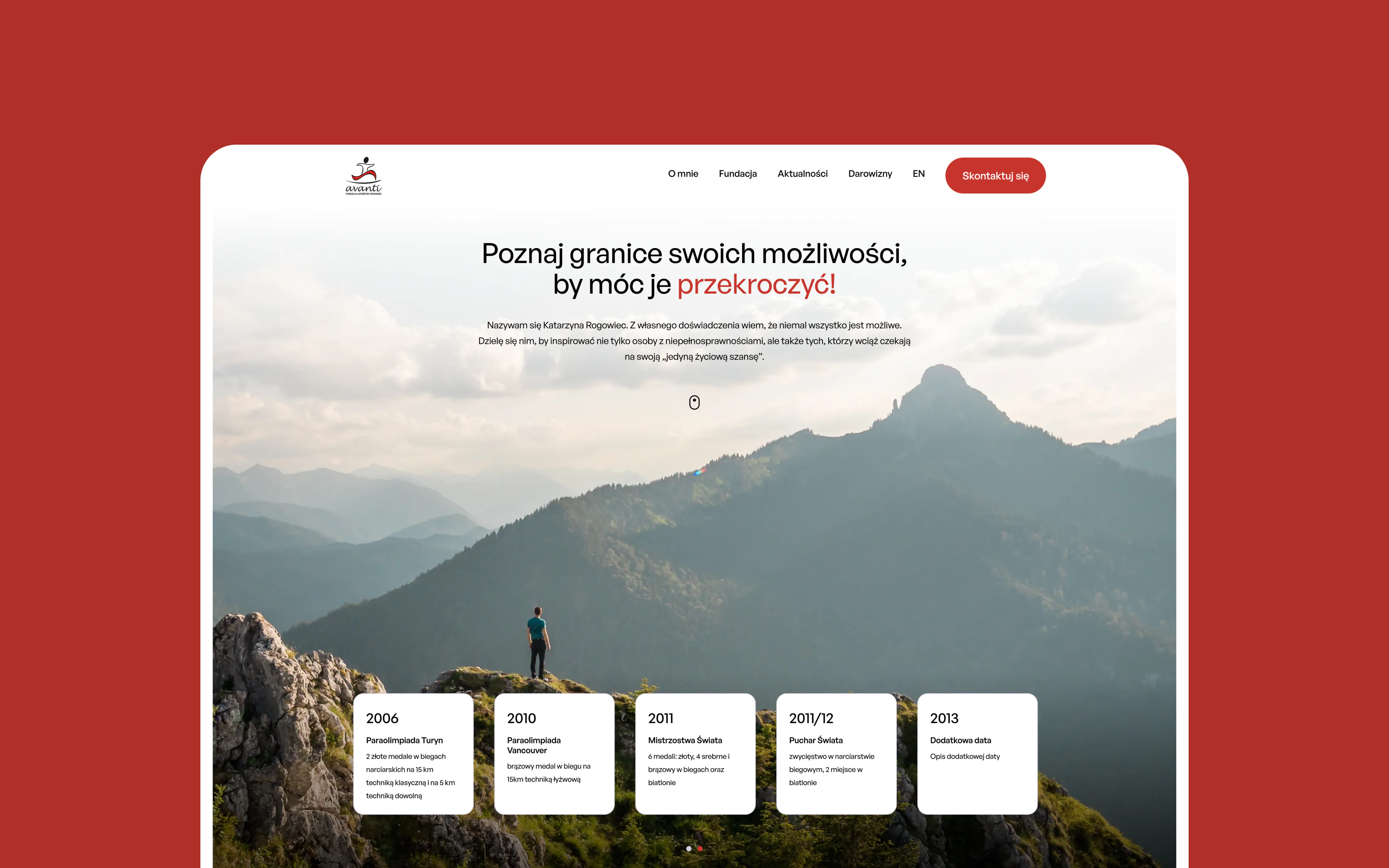 A website for a Paralympic champion and her foundation — website view 1