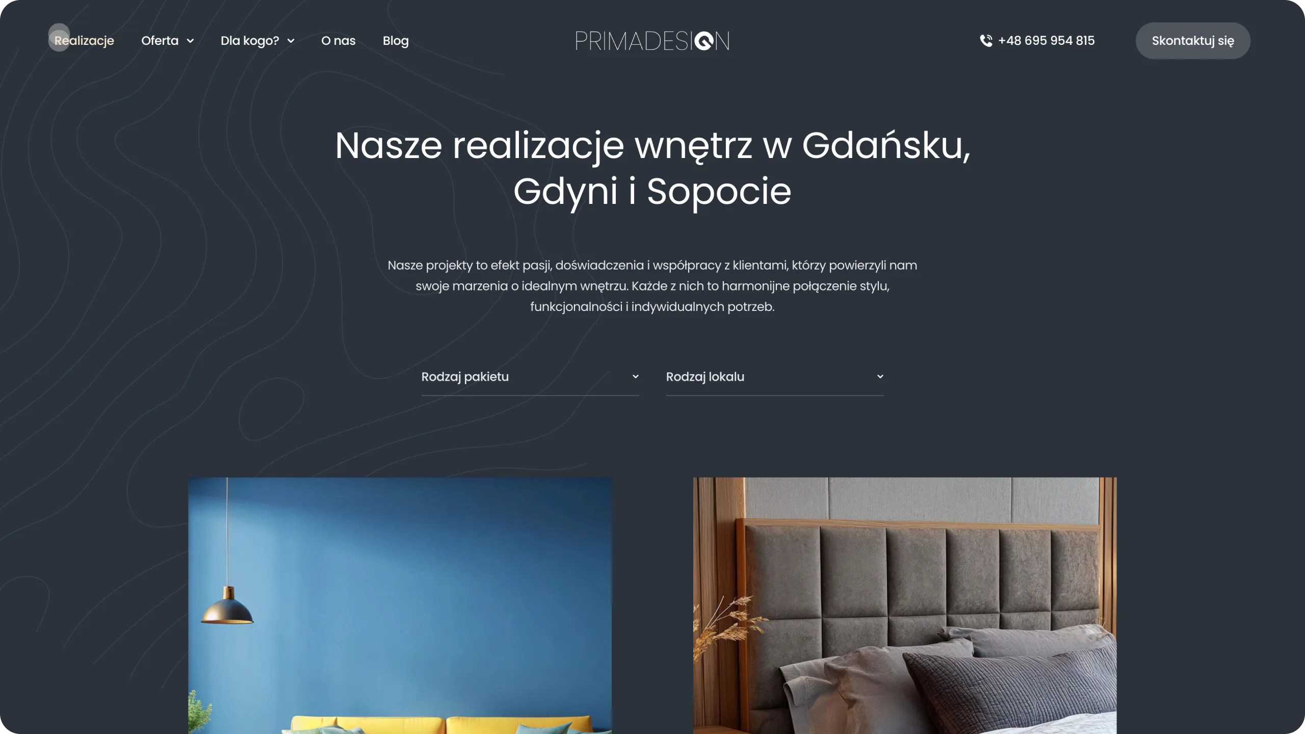 An elegant portfolio for a Tri-City interior design studio — website view 2