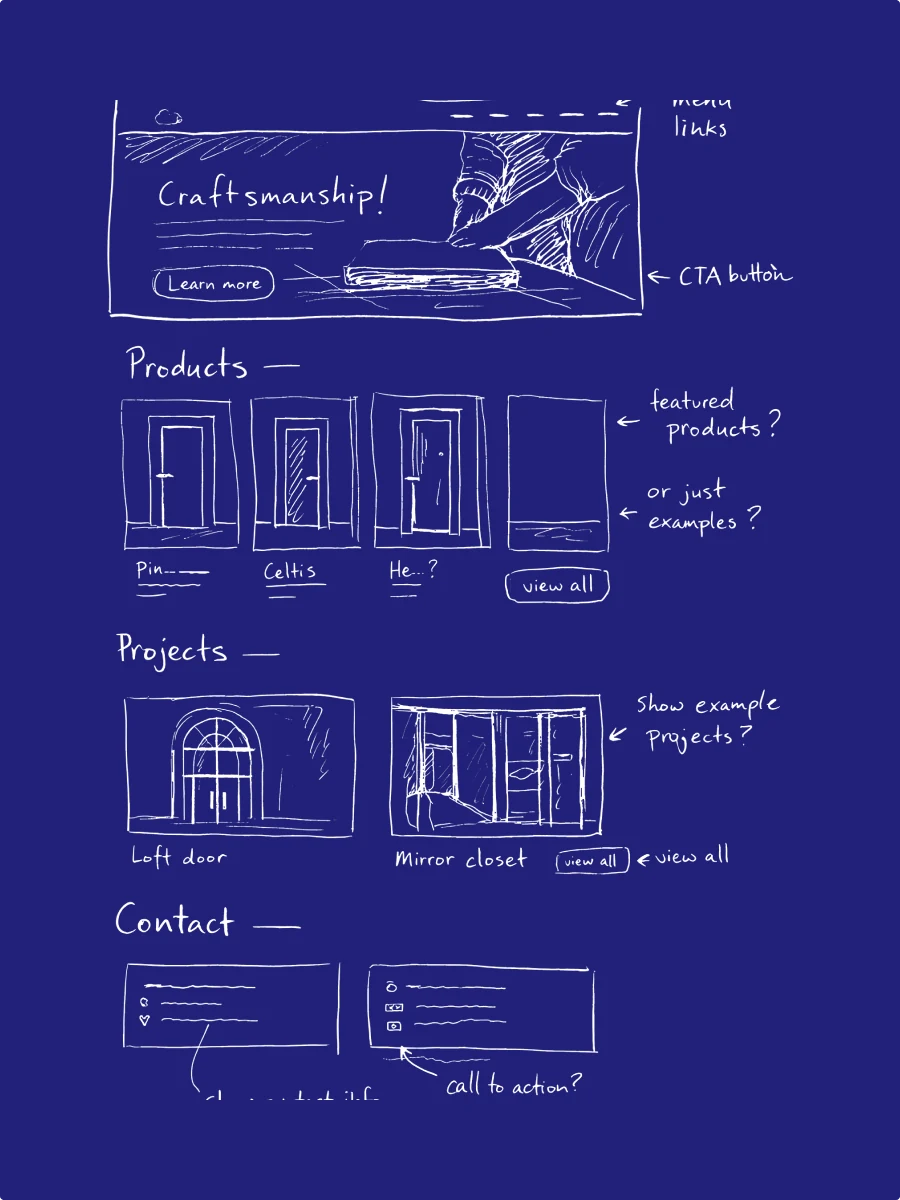 A digital showroom for an artisan joinery studio — website view 1