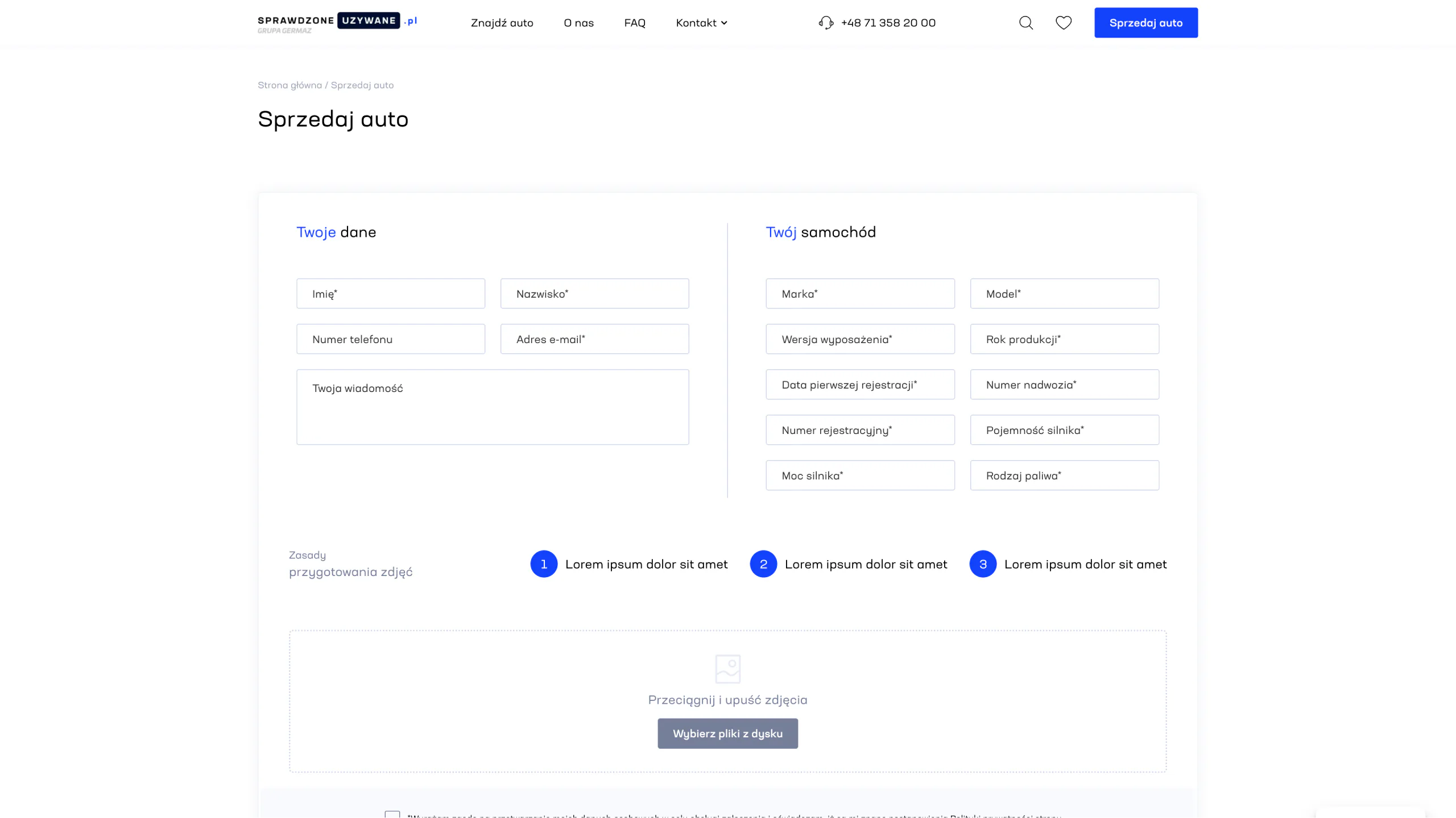 A used-car listings platform — website view 2