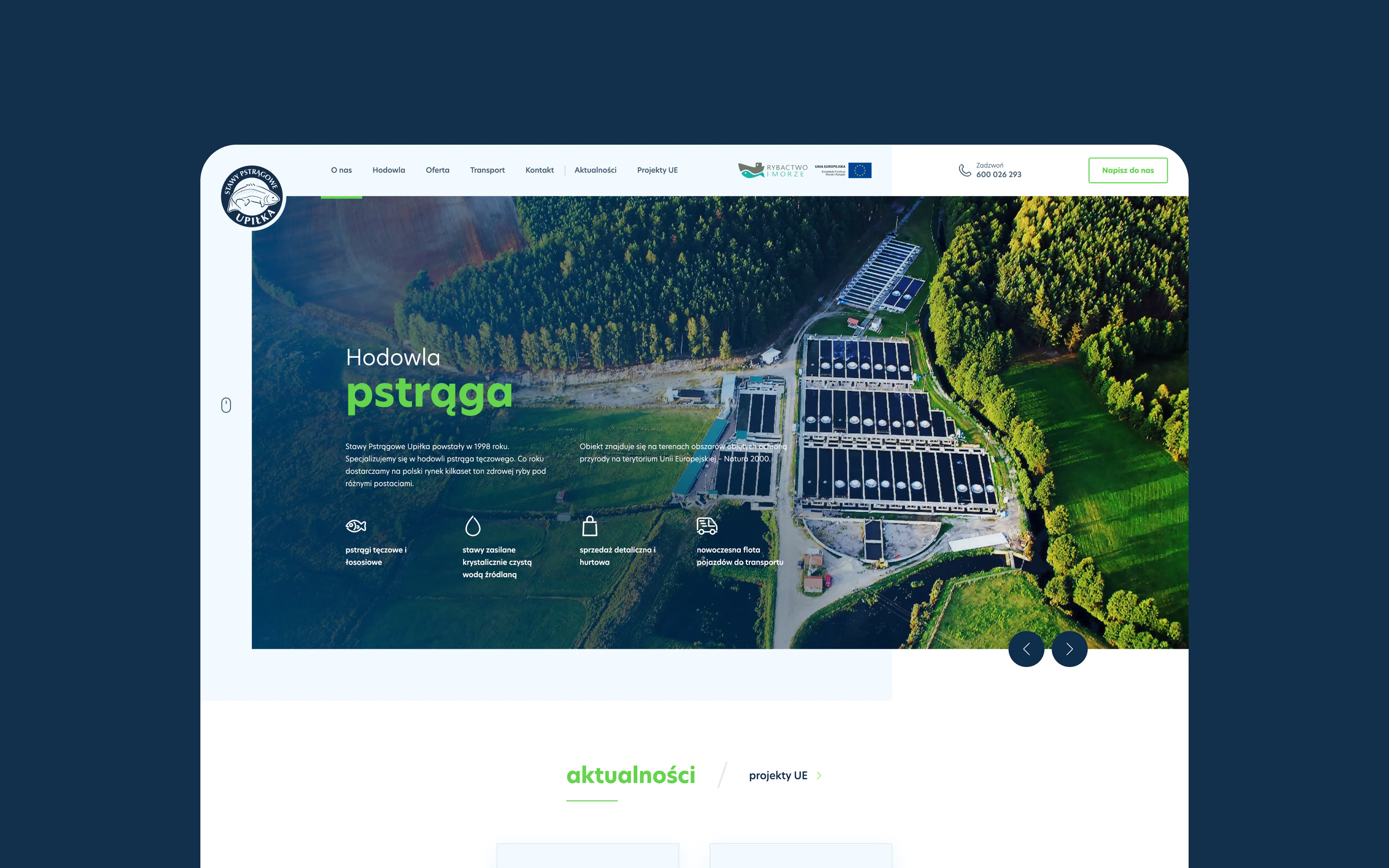 A compact website for a rainbow trout farm — website view 1