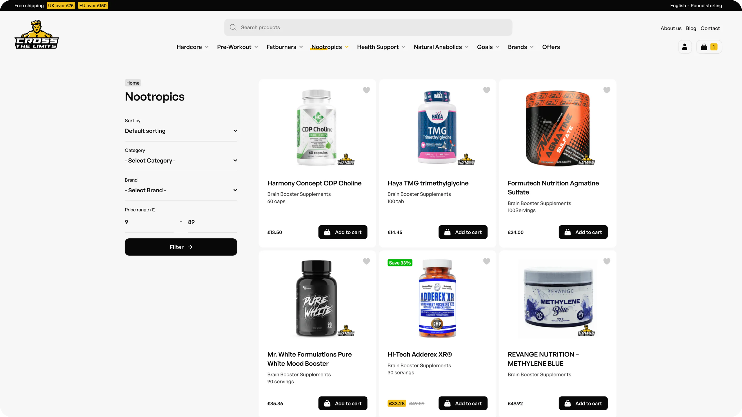 A dynamic e-commerce platform for a UK supplements distributor — website view 2