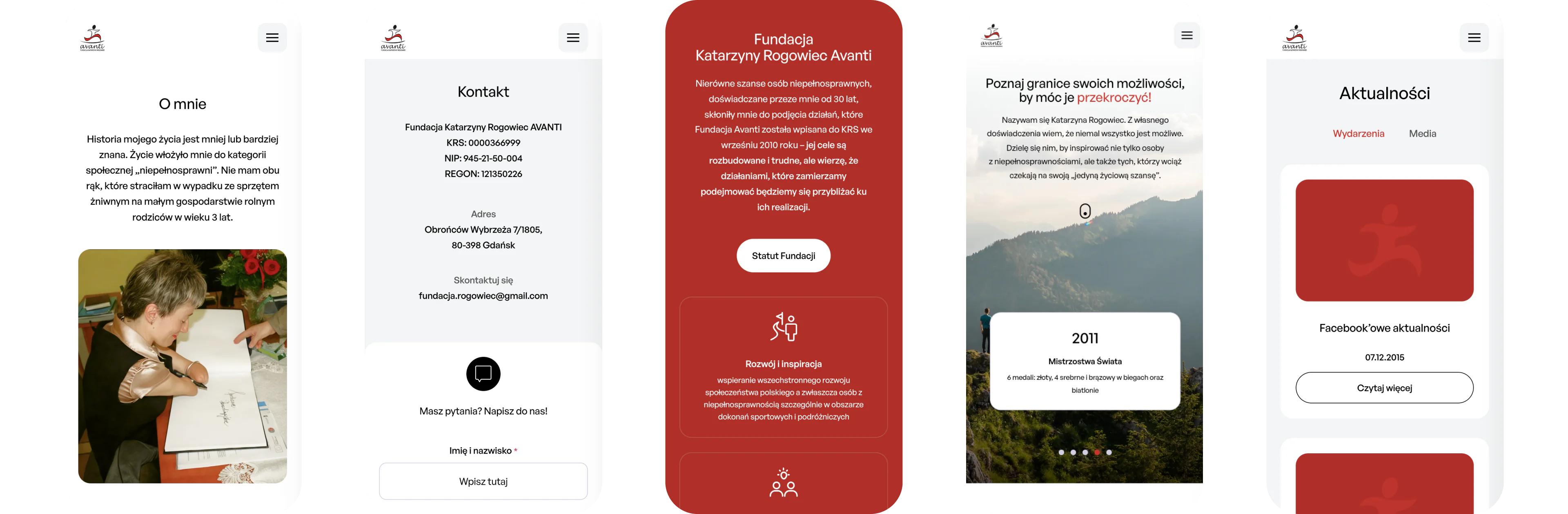 A website for a Paralympic champion and her foundation — website view 1