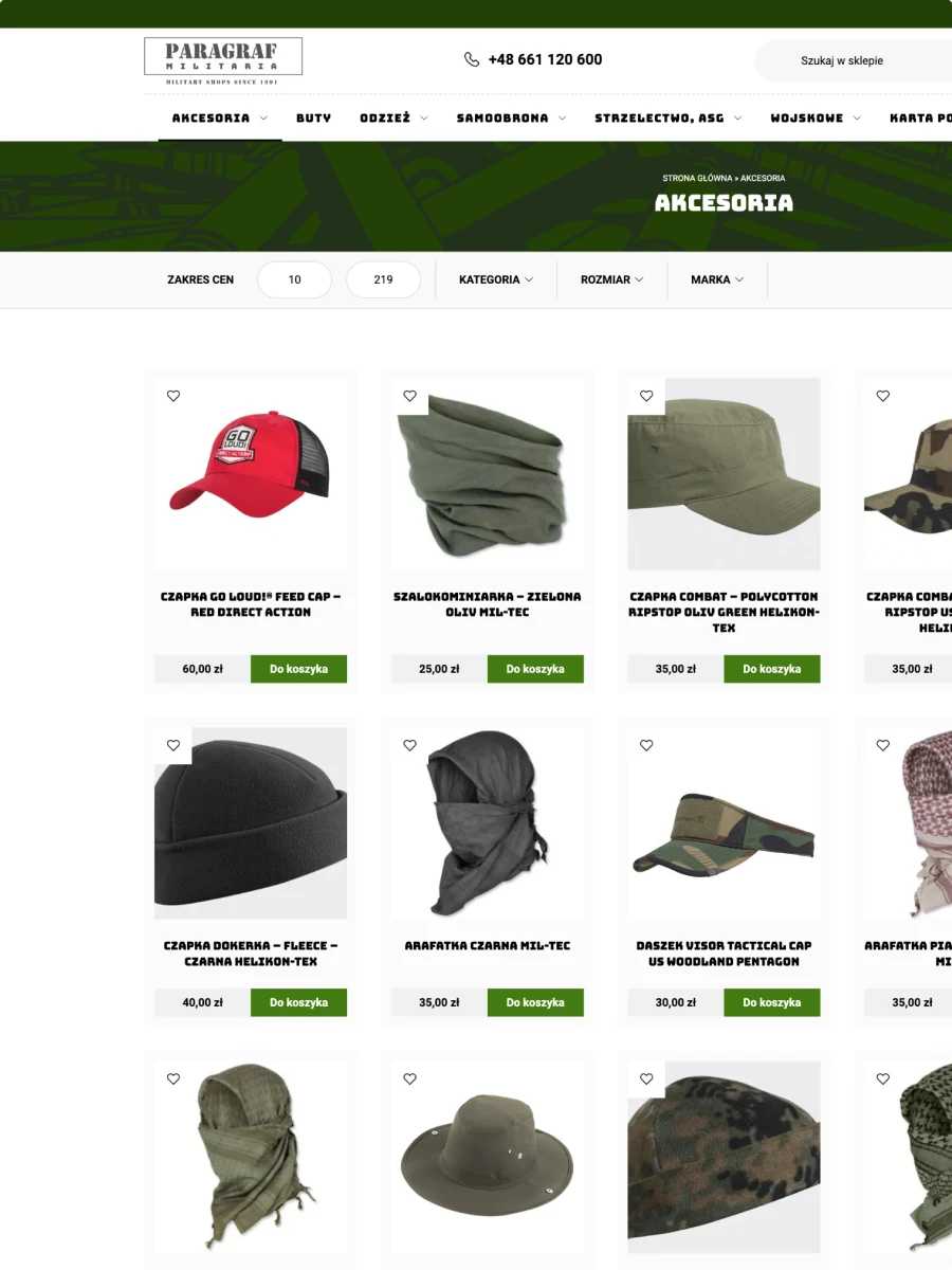 An online shop for outdoor clothing and equipment — website view 2
