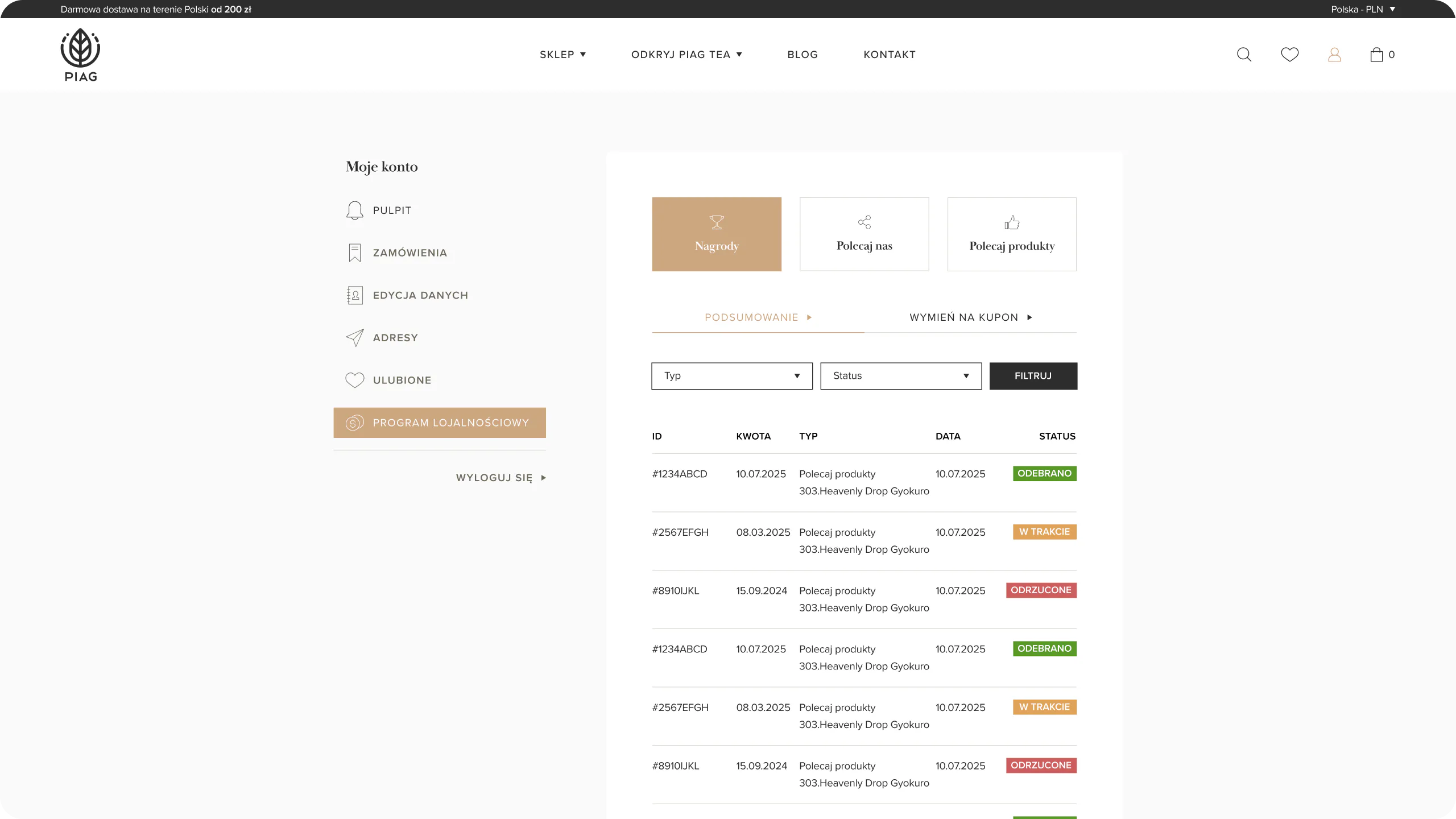 Herbaciano-kawowy e-commerce — widok strony 1 — website view 5