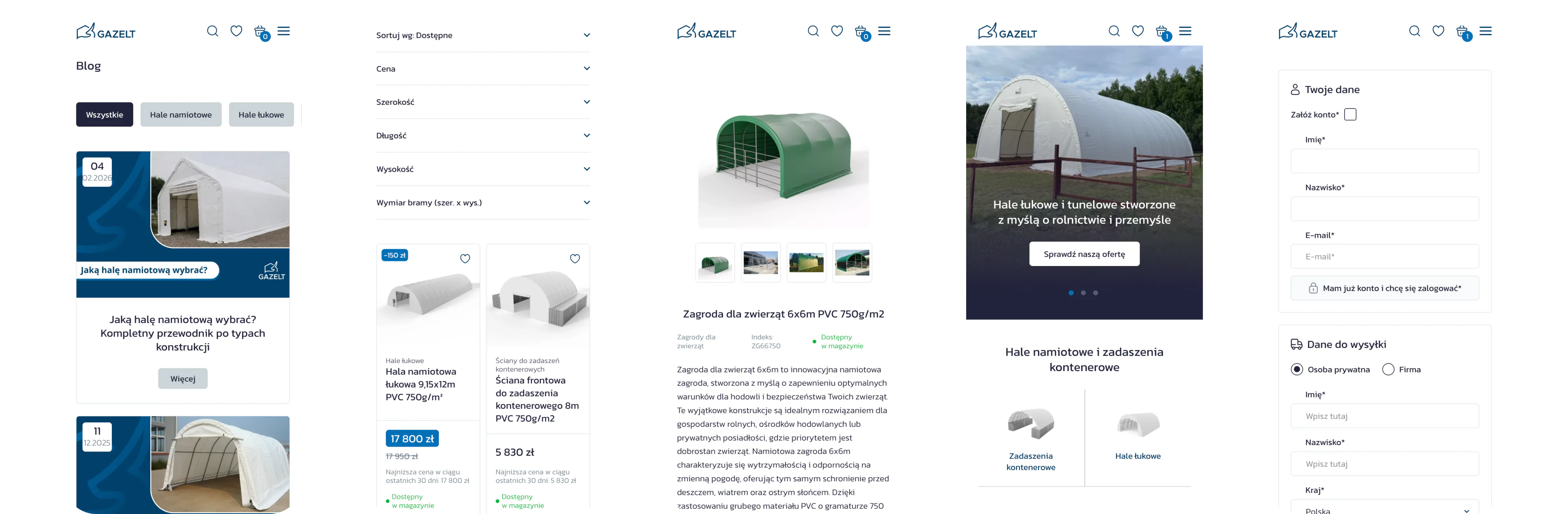 An e-commerce platform for large tent structures — website view 1