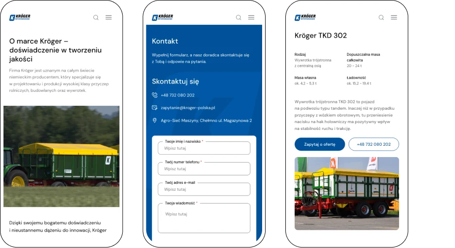 A product catalogue for a German trailer and tipper manufacturer — website view 1