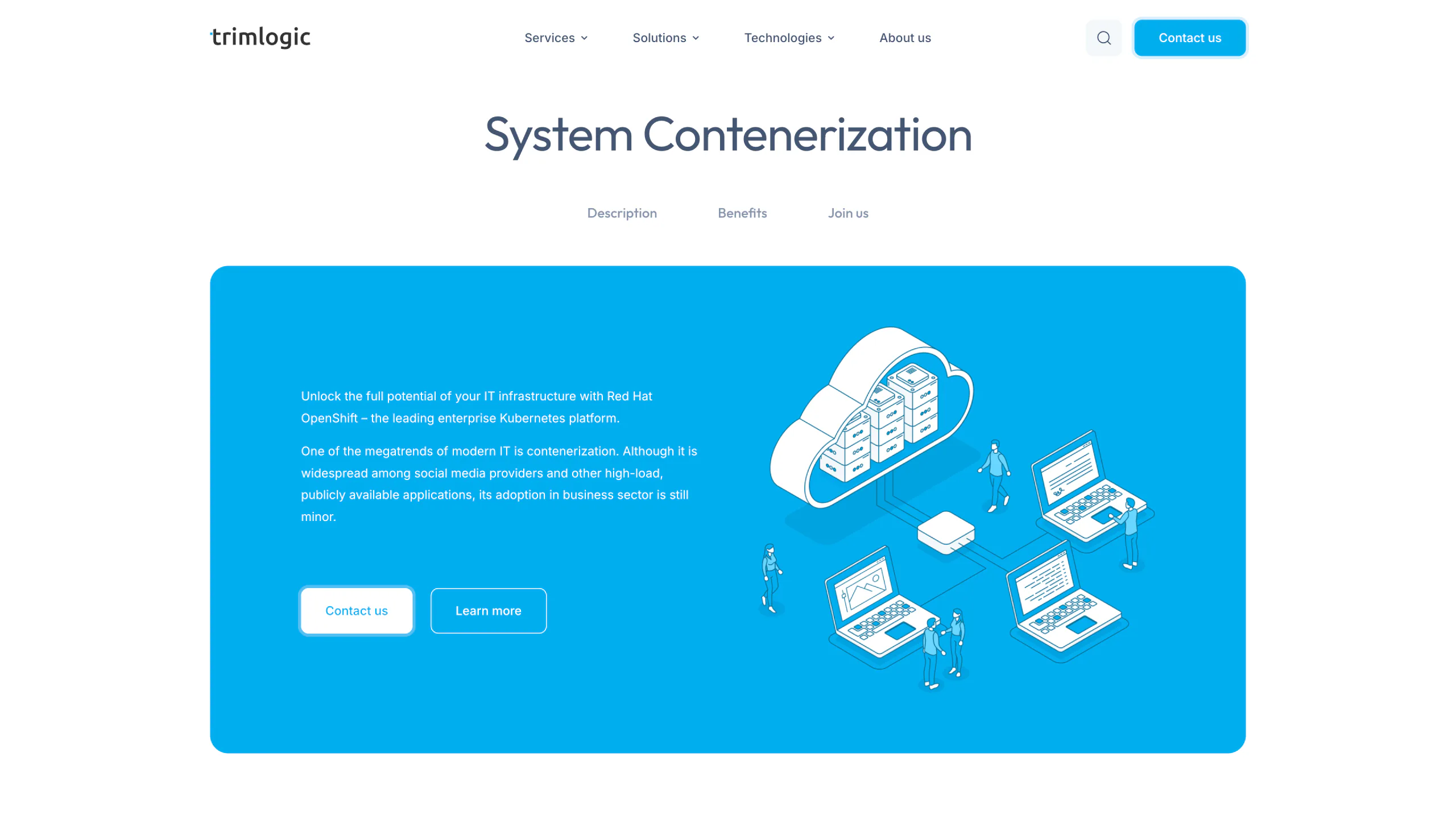 A modern company website and service catalogue for IT experts — website view 1