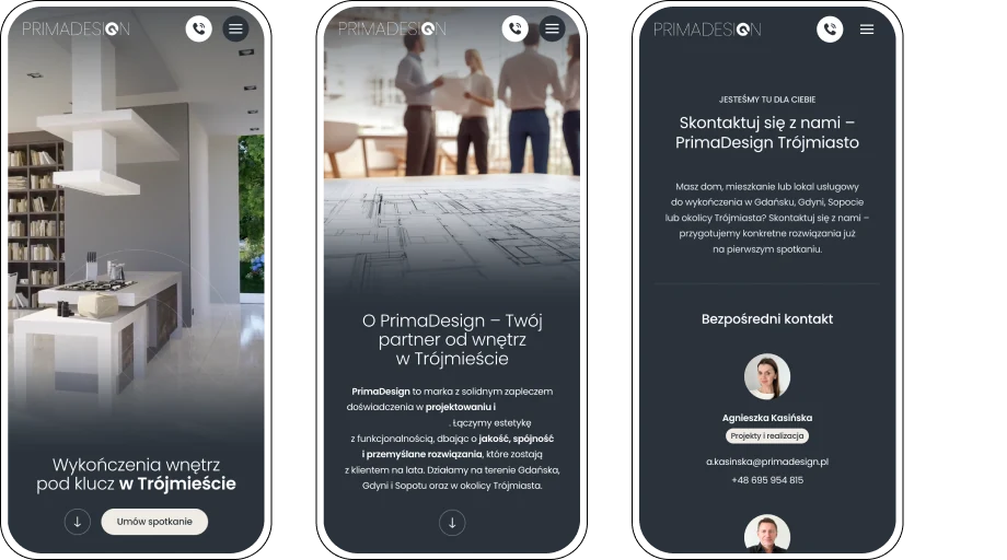 An elegant portfolio for a Tri-City interior design studio — website view 1
