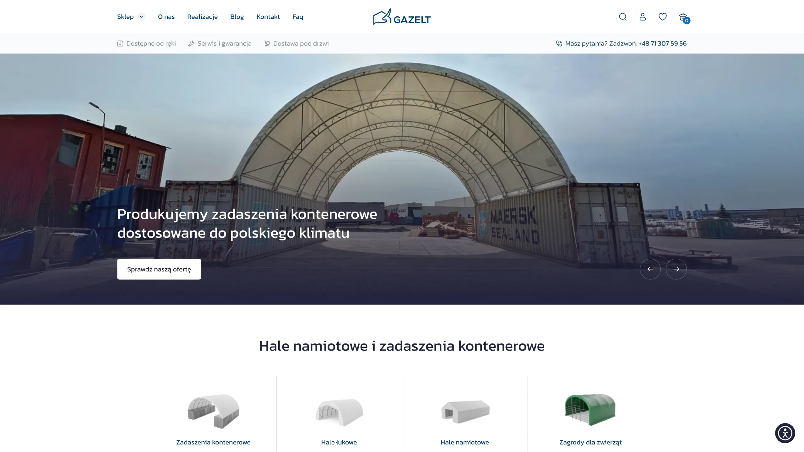 An e-commerce platform for large tent structures — website view 1