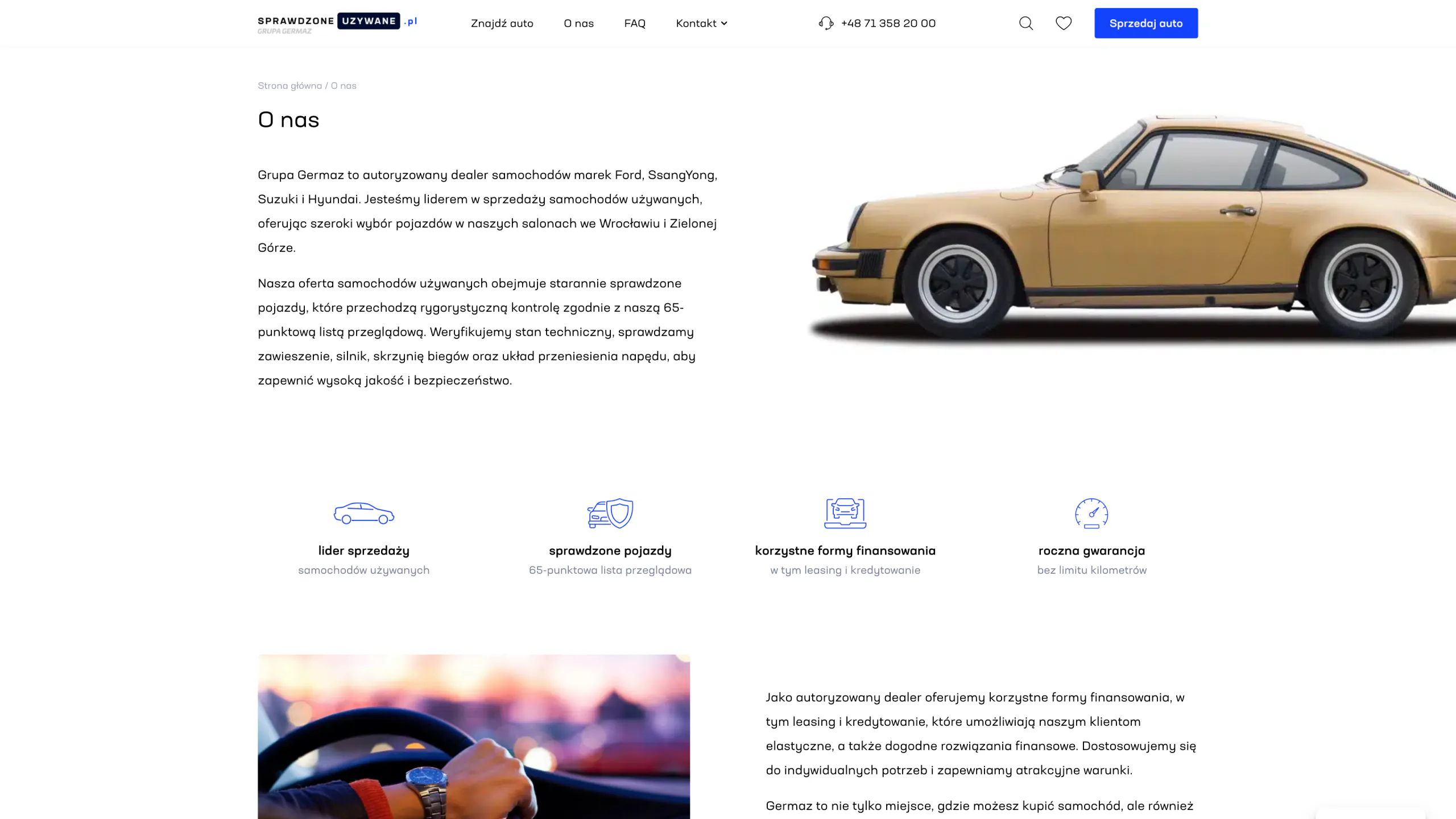 A used-car listings platform — website view 1