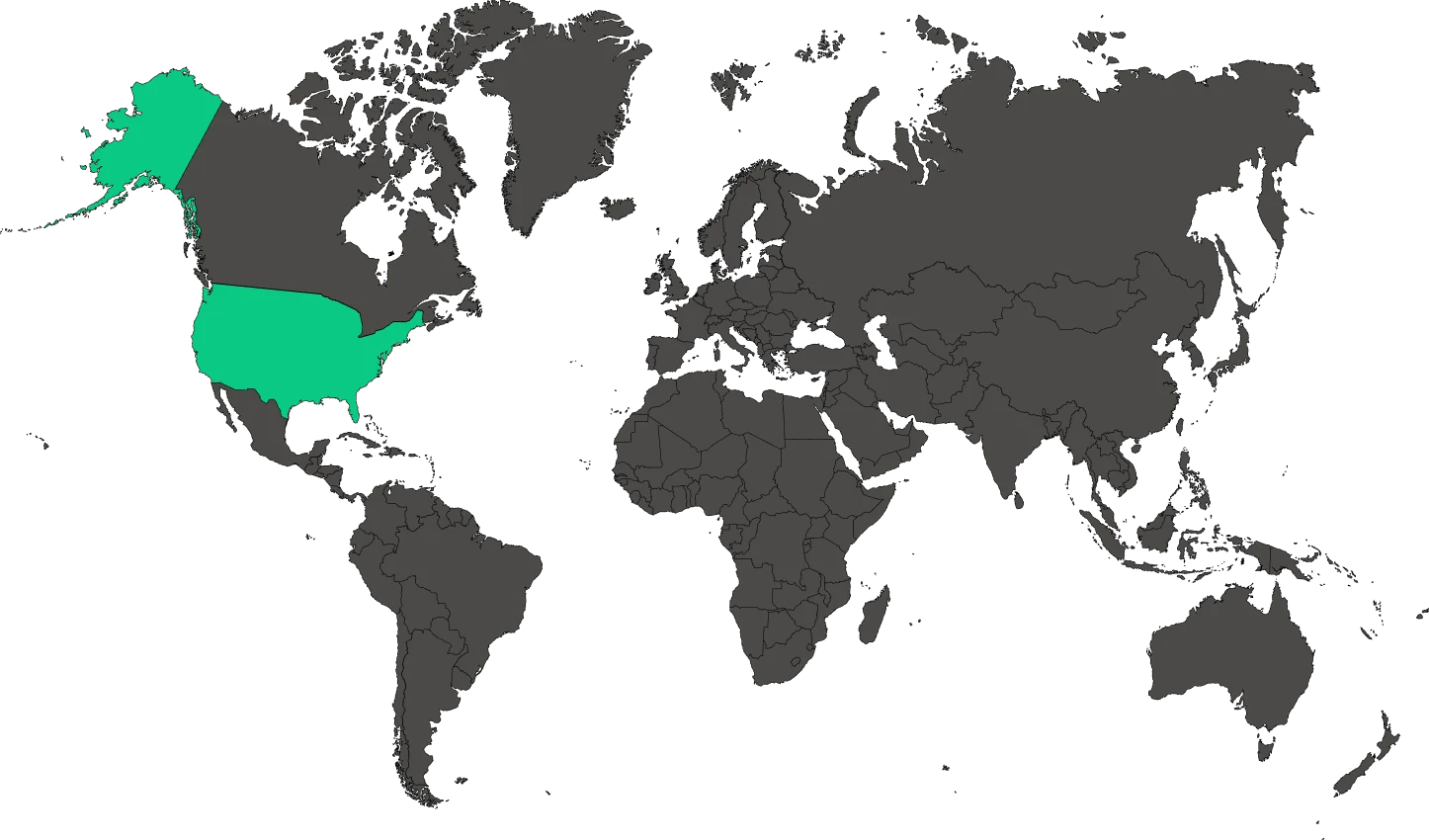 World map with the United States highlighted
